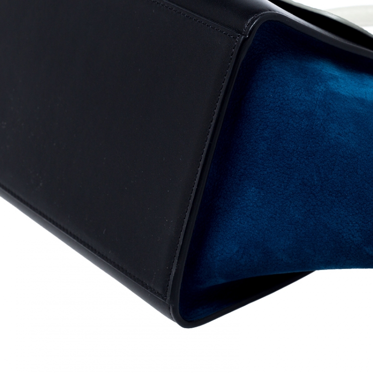 Pre Owned Celine Tri Color Leather and Suede Small Trapeze Bag