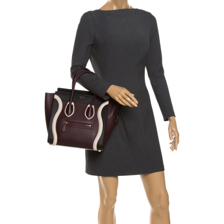 Pre Owned Celine Multicolor Leather Micro Luggage Tote