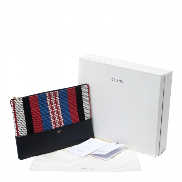 Pre Owned Celine Multicolor Leather and Woven Solo Clutch