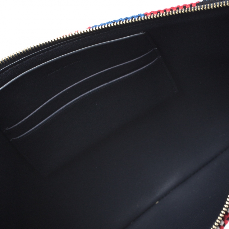 Pre Owned Celine Multicolor Leather and Woven Solo Clutch