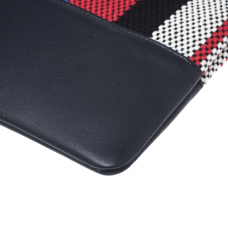 Pre Owned Celine Multicolor Leather and Woven Solo Clutch