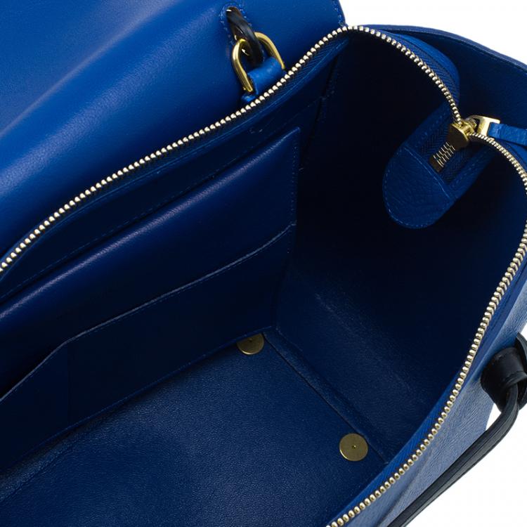 Pre Owned Celine Blue Elephant Calfskin Mini Belt Bag