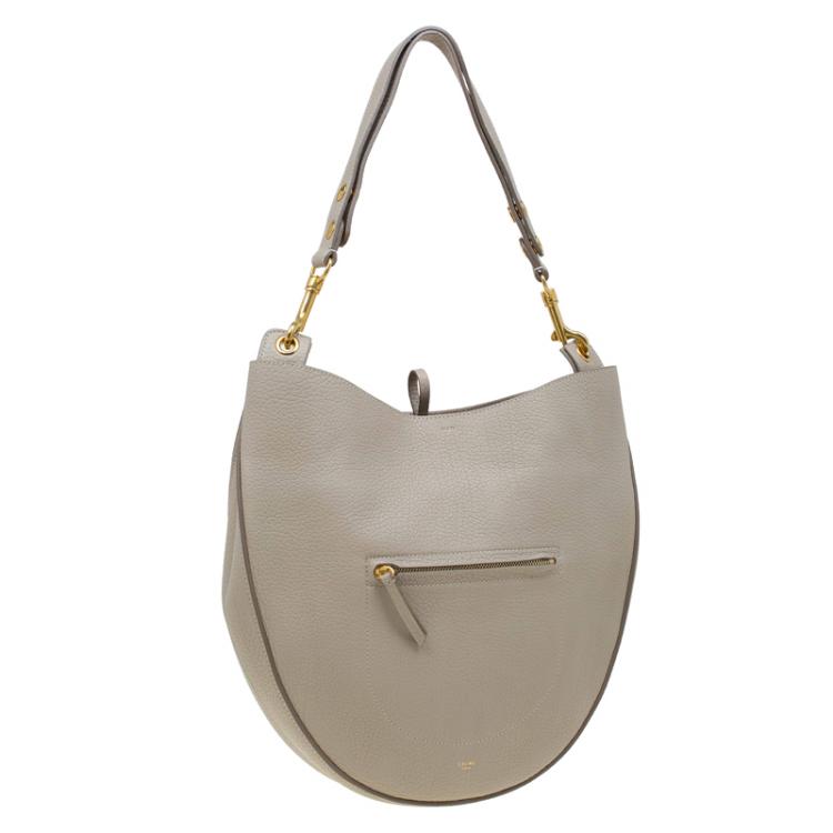 Pre Owned Celine Beige Leather Medium Hobo