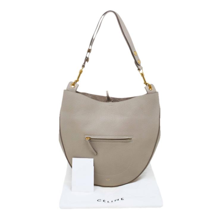 Pre Owned Celine Beige Leather Medium Hobo