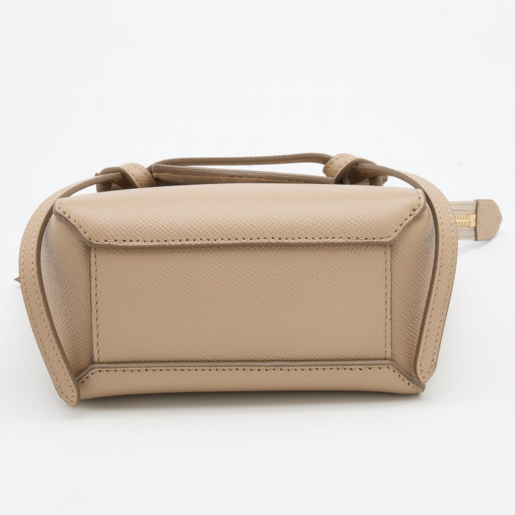 Pre Owned Celine Beige Leather Pico Belt Top Handle Bag