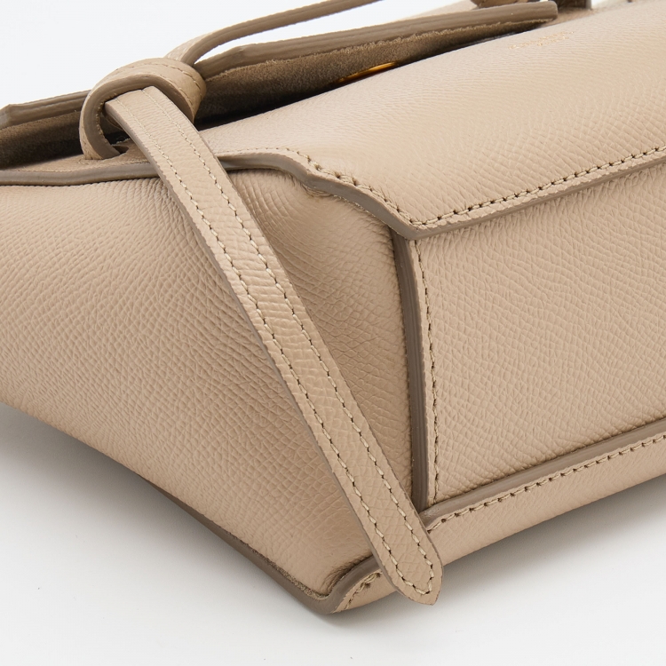 Pre Owned Celine Beige Leather Pico Belt Top Handle Bag