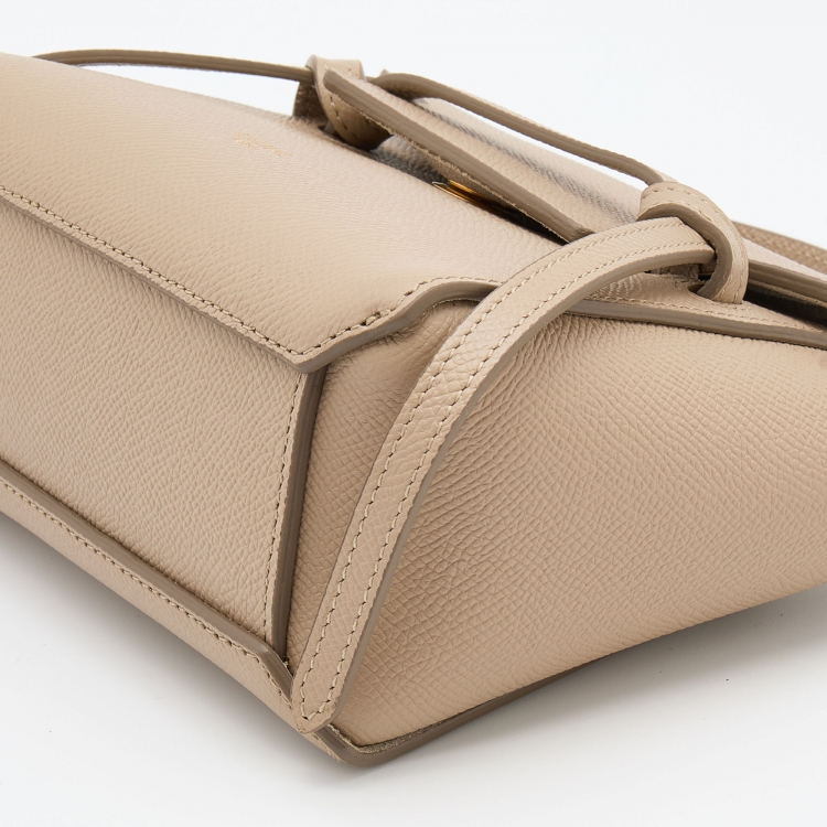 Pre Owned Celine Beige Leather Pico Belt Top Handle Bag
