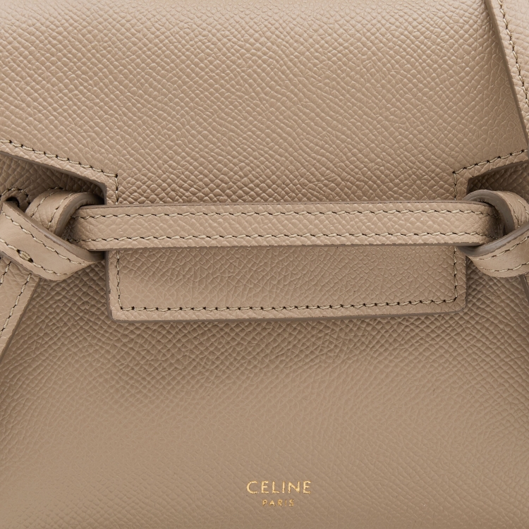 Pre Owned Celine Beige Leather Pico Belt Top Handle Bag