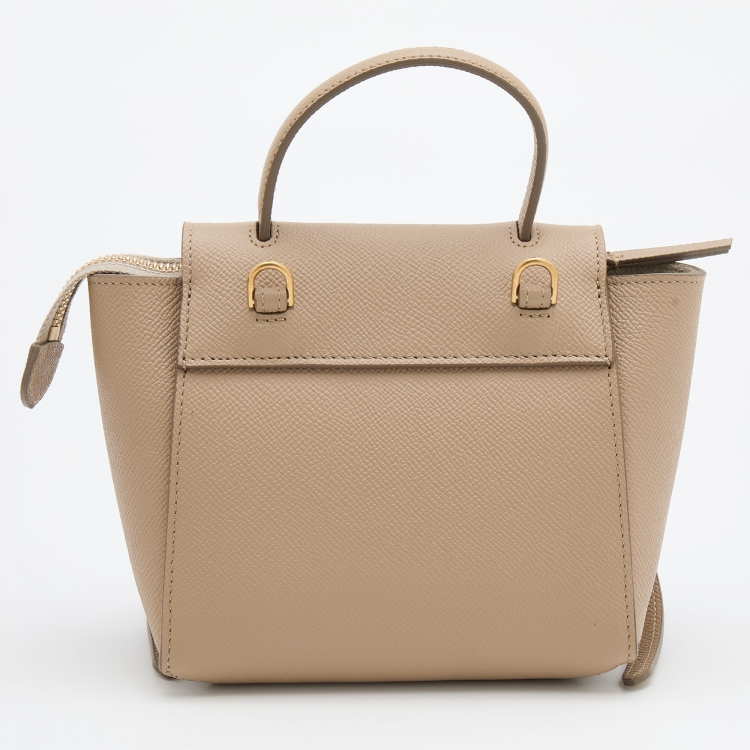 Pre Owned Celine Beige Leather Pico Belt Top Handle Bag