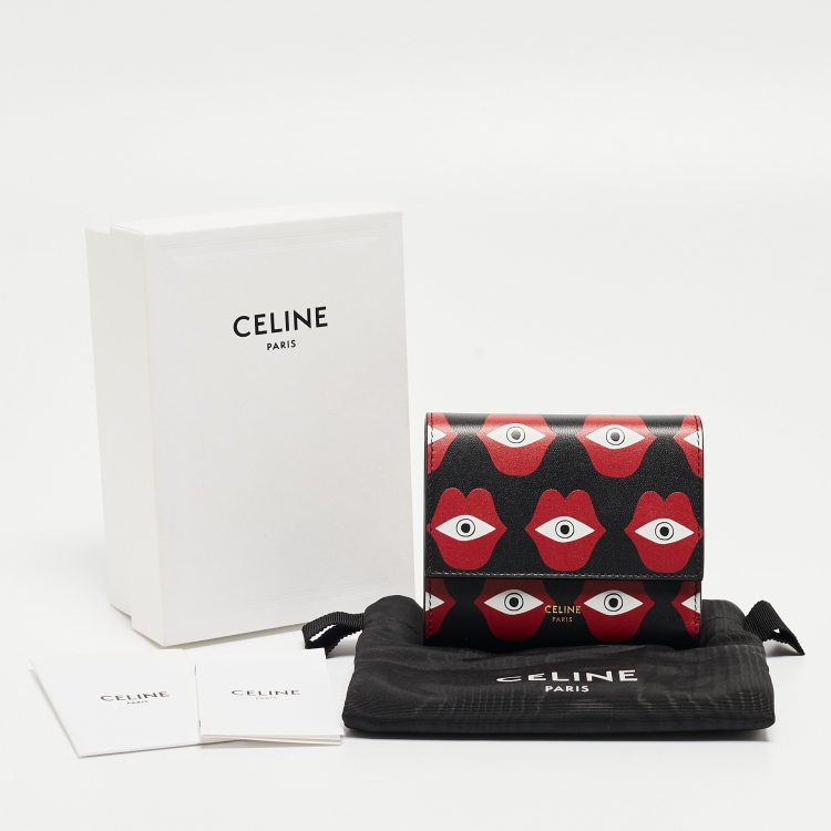 Pre Owned Celine x Anneli Sanaye Henriksson Leather Telepathic Love Trifold Wallet
