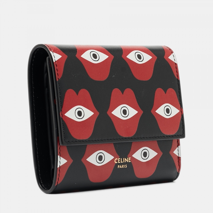Pre Owned Celine x Anneli Sanaye Henriksson Leather Telepathic Love Trifold Wallet