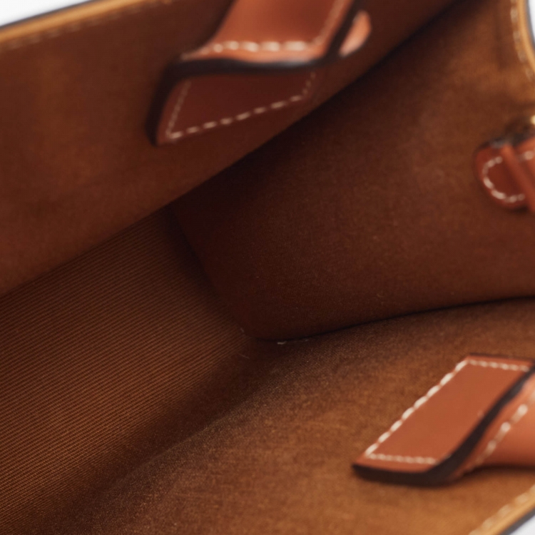 Pre Owned Celine Black/Brown Triomphe Coated Canvas and Leather Mini Vertical Cabas Tote