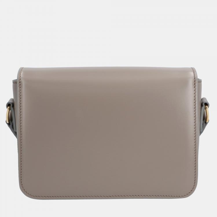 Pre Owned Celine Grey Calfskin Leather Teen Triomphe Shoulder Bag