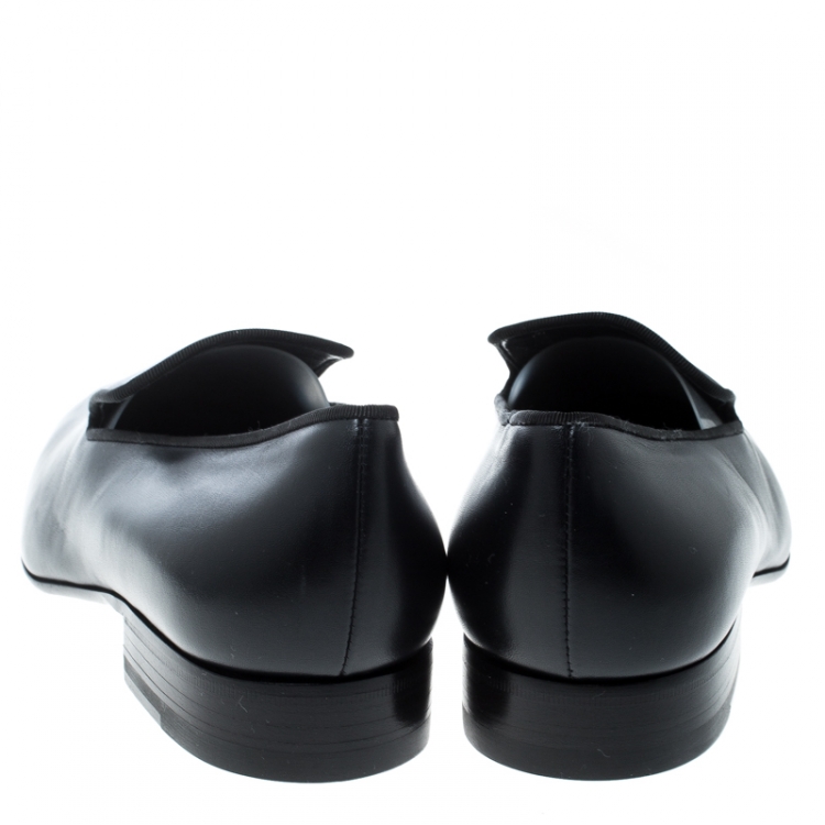 Pre Owned Celine Black Leather Smoking Slippers Size 39