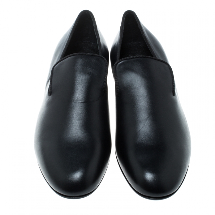 Pre Owned Celine Black Leather Smoking Slippers Size 39