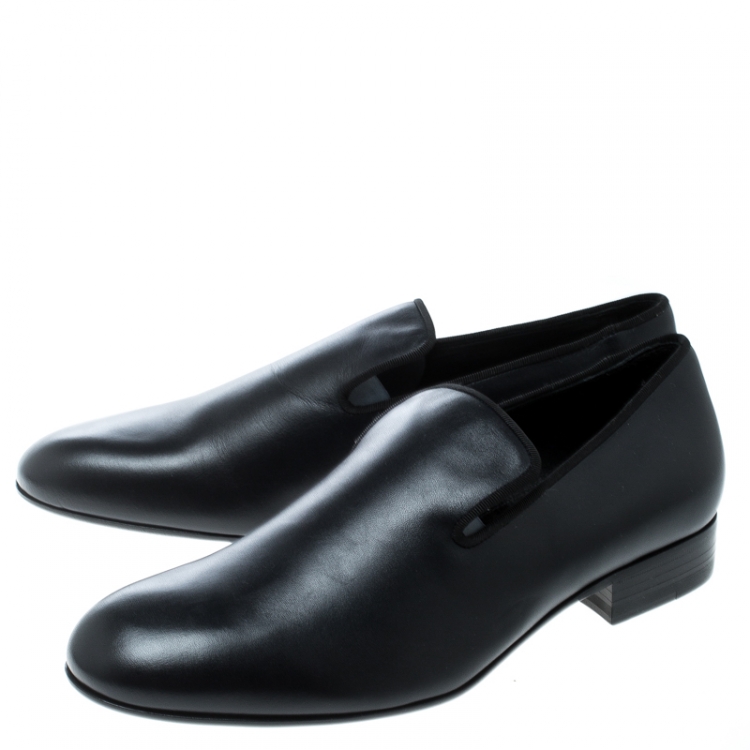Pre Owned Celine Black Leather Smoking Slippers Size 39