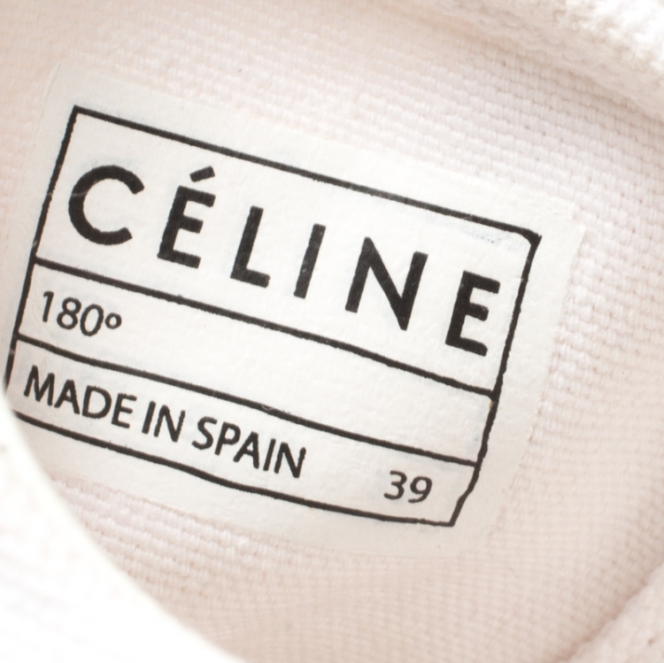 Pre Owned Celine White/Pink Canvas 180 degree Sneakers Size 39