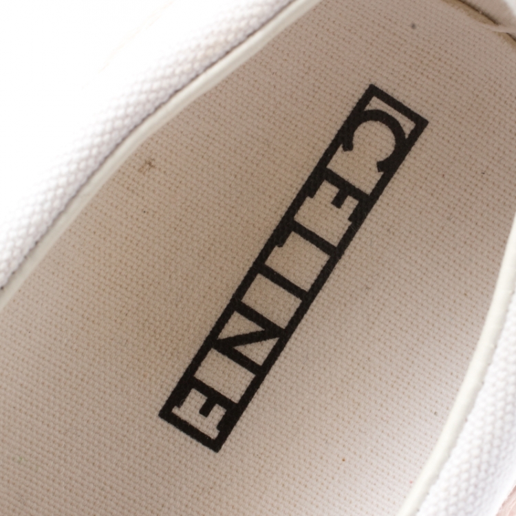 Pre Owned Celine White/Pink Canvas 180 degree Sneakers Size 39