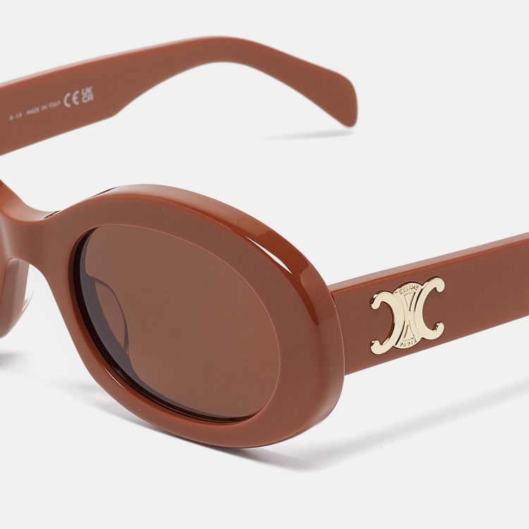 Pre Owned Celine Brown CL4019U Frame Oval Sunglasses