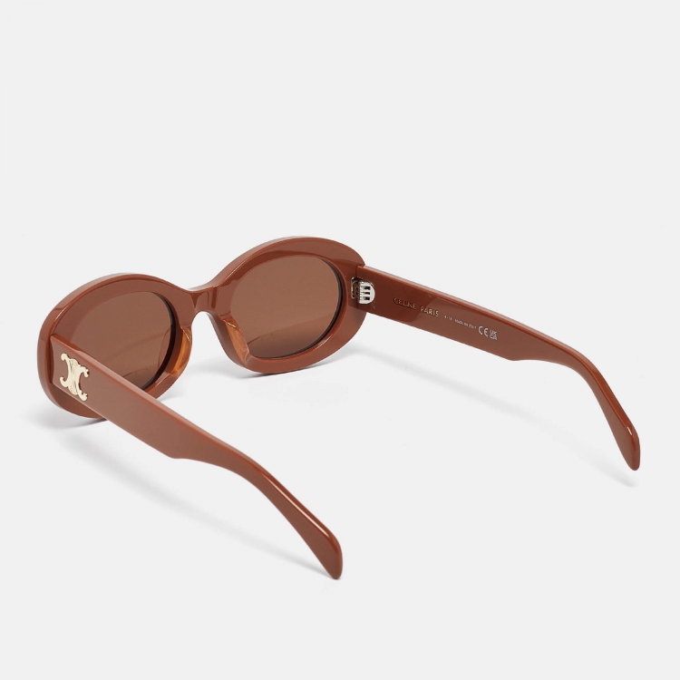 Pre Owned Celine Brown CL4019U Frame Oval Sunglasses