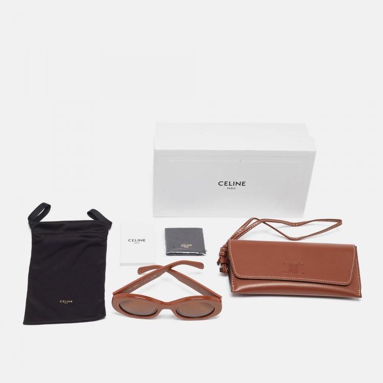 Pre Owned Celine Brown CL4019U Frame Oval Sunglasses