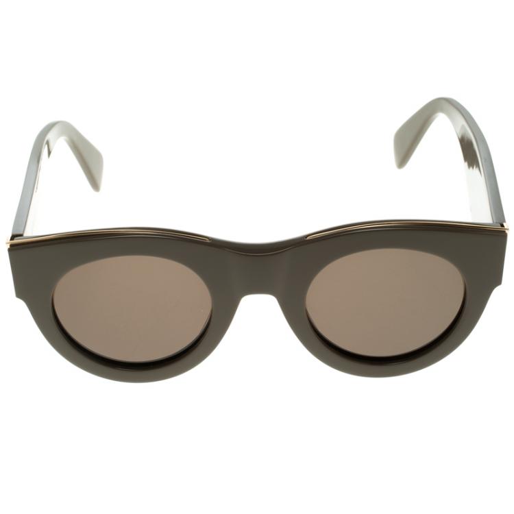 Pre Owned Celine Dark Brown Round Sunglasses