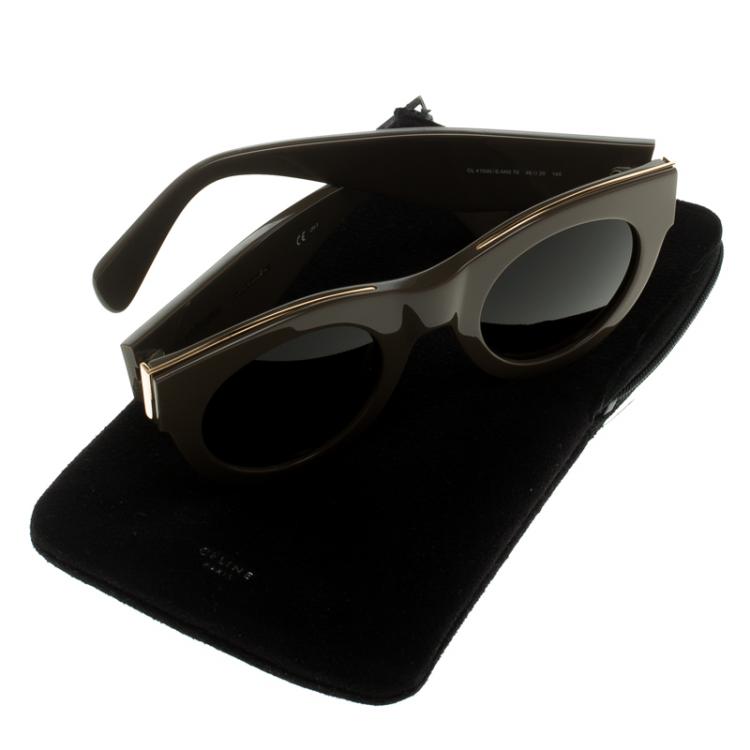 Pre Owned Celine Dark Brown Round Sunglasses