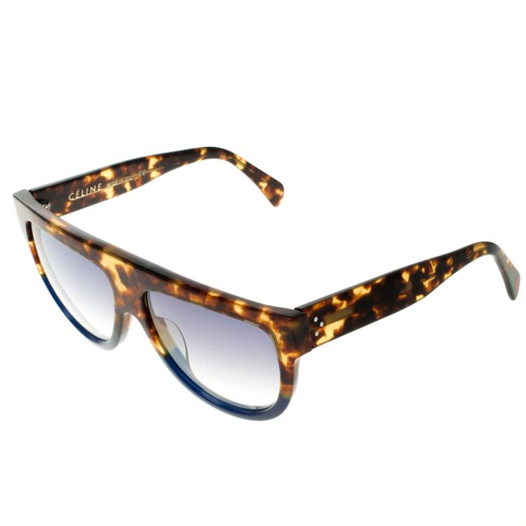 Pre Owned Celine Havana Blue / Grey 41026/S FU9DV Wayfarer Sunglasses