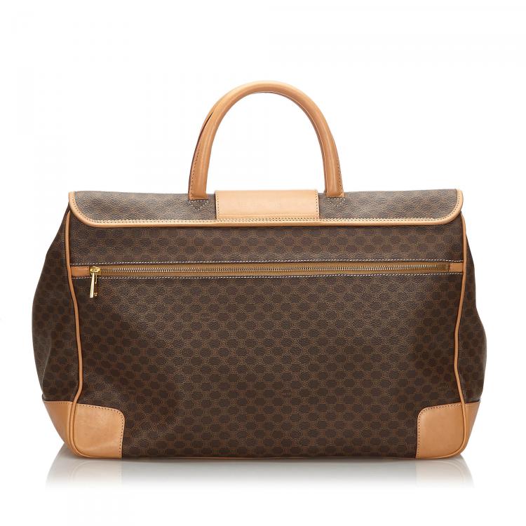 Pre Owned Celine Brown/Dark Brown Macadam Canvas Travel Bag