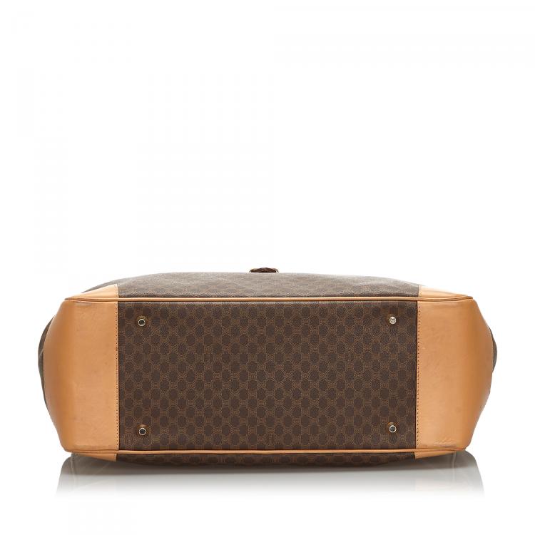 Pre Owned Celine Brown/Dark Brown Macadam Canvas Travel Bag