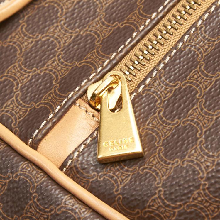 Pre Owned Celine Brown/Dark Brown Macadam Canvas Travel Bag