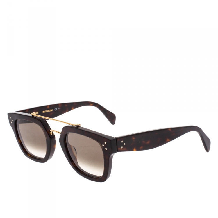 Pre Owned Celine Dark Brown Gradient CL41077/S Double Bridge Sunglasses