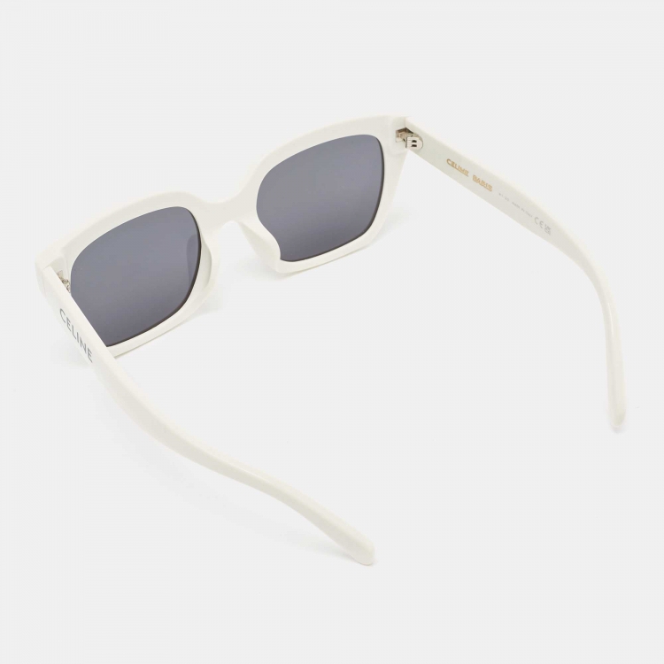 Pre Owned Celine White/Black CL40198F Square Sunglasses