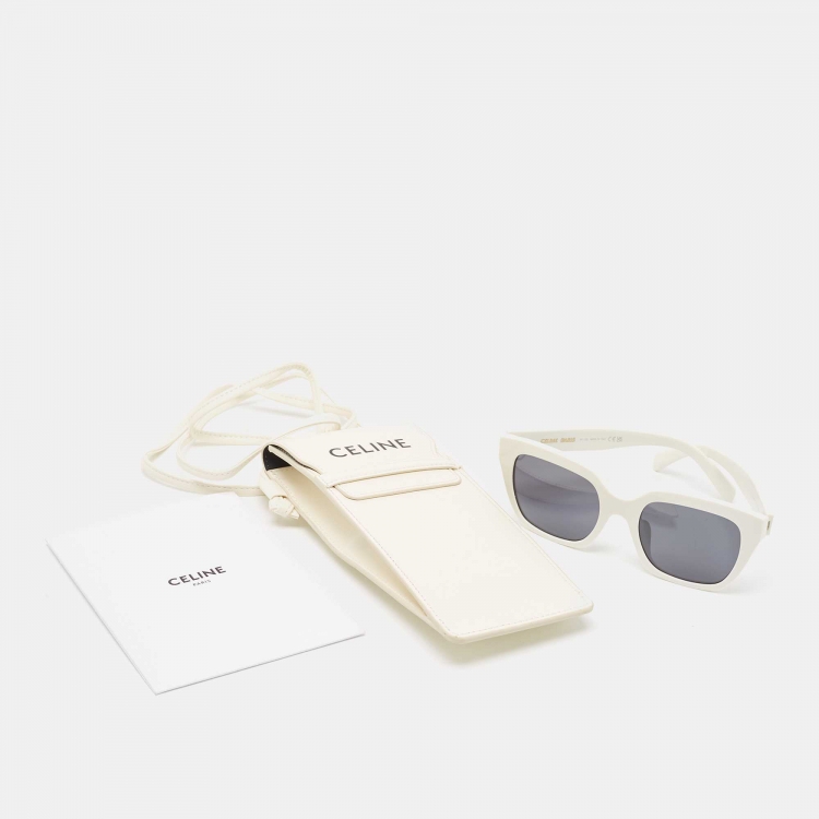 Pre Owned Celine White/Black CL40198F Square Sunglasses