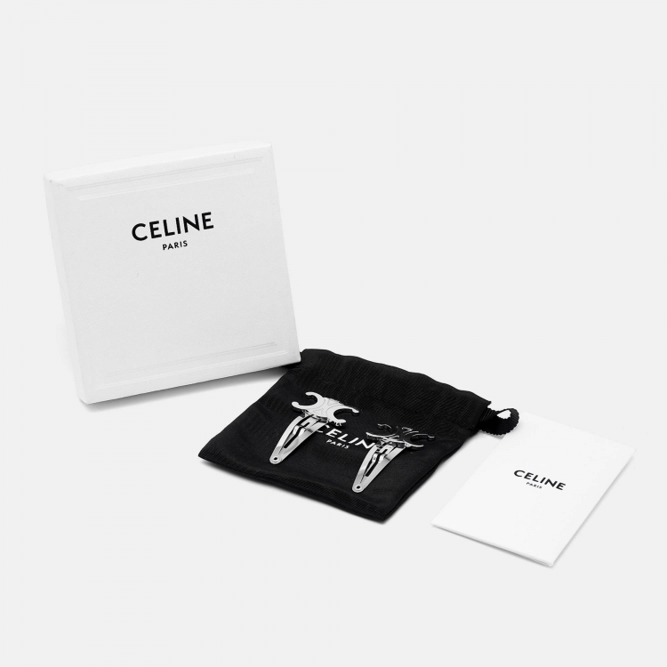 مملوكة مسبقًا Celine Silver Tone Set of 2 Snap Hair Clips