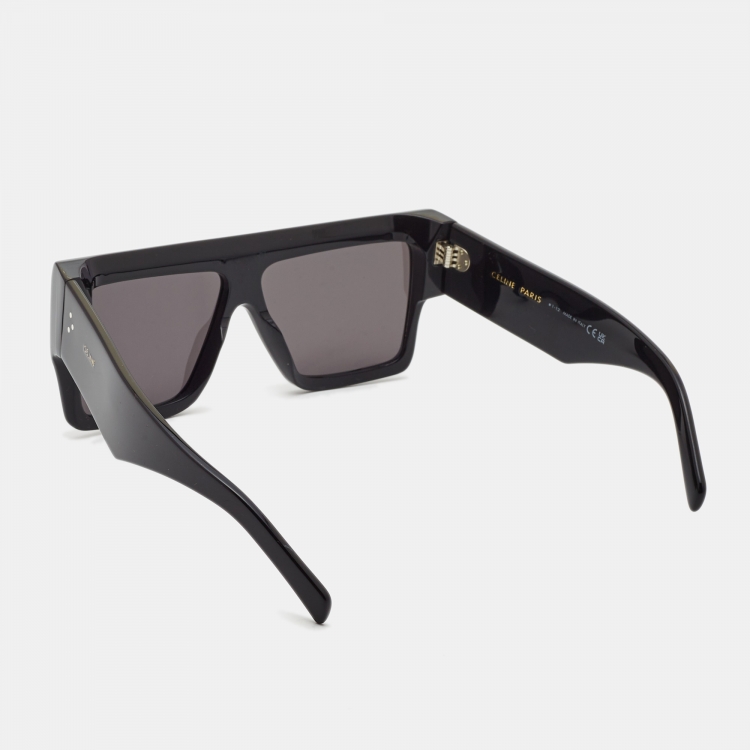 Pre Owned Celine Black CL400921 Flat Top Rectangular Sunglasses