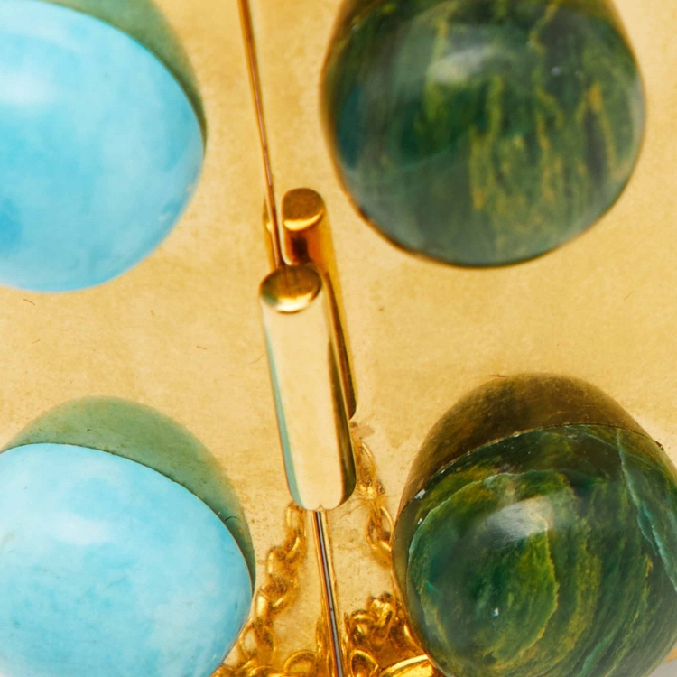 Pre Owned Celine Gold Tone Stone Studded Manchette Wide Bracelet M