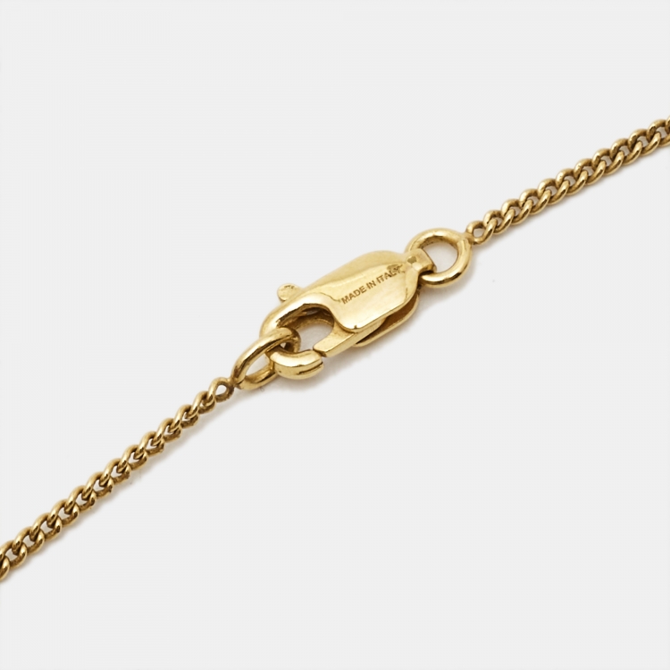 Pre Owned Celine Letter R Gold Tone Necklace
