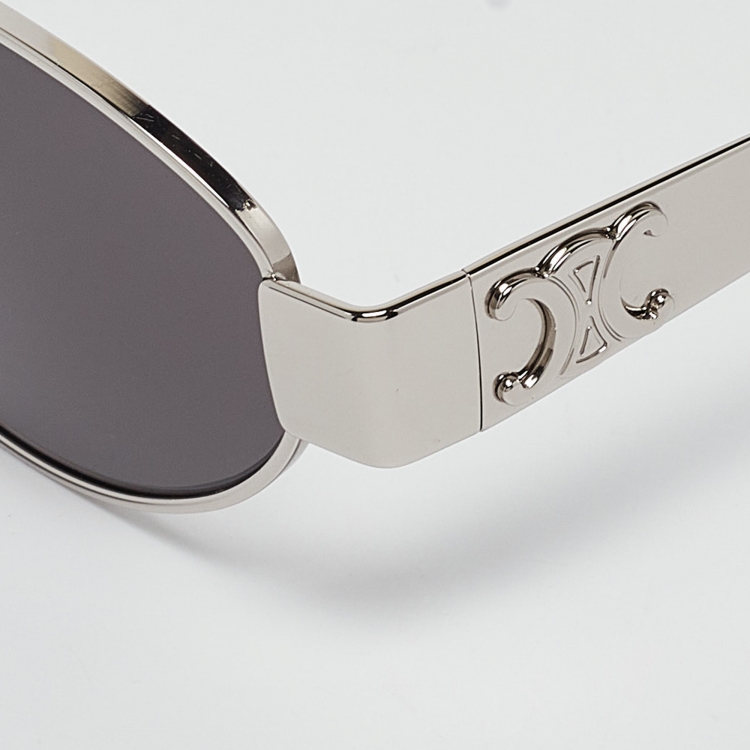Pre Owned Celine Black/Silver CL0235U Triomphe Oval Sunglasses