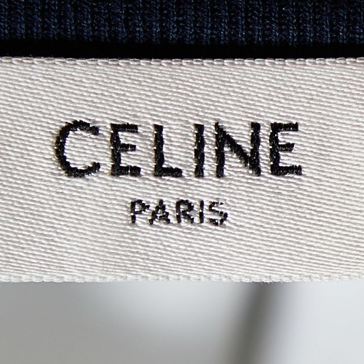 Pre Owned Celine White Logo Print Cotton Crew Neck T-Shirt M 