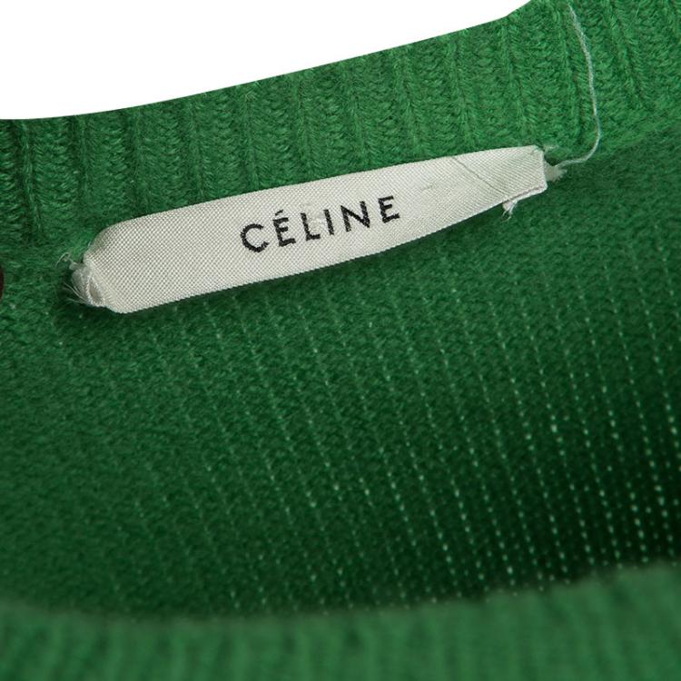 Pre Owned Celine Green Cashmere Crew Neck Sweater XS