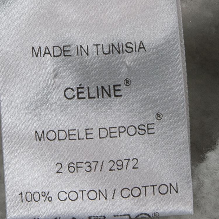 Pre Owned Celine Grey Knit Contrast Fleece Panel Detail Crew Neck Sweatshirt Dress M