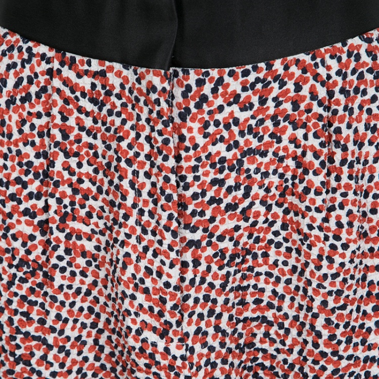 مملوكة مسبقًا Celine Multicolor Dotted Textured Stretch Silk Pants S