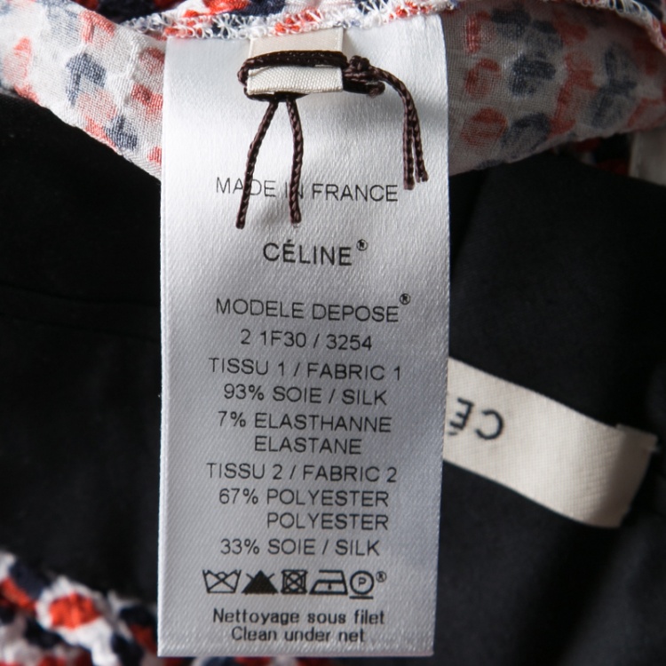 مملوكة مسبقًا Celine Multicolor Dotted Textured Stretch Silk Pants S
