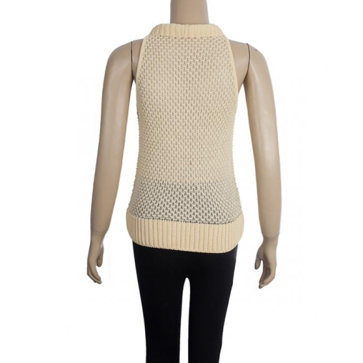 Pre Owned Celine Vintage Cable Knit Vest M