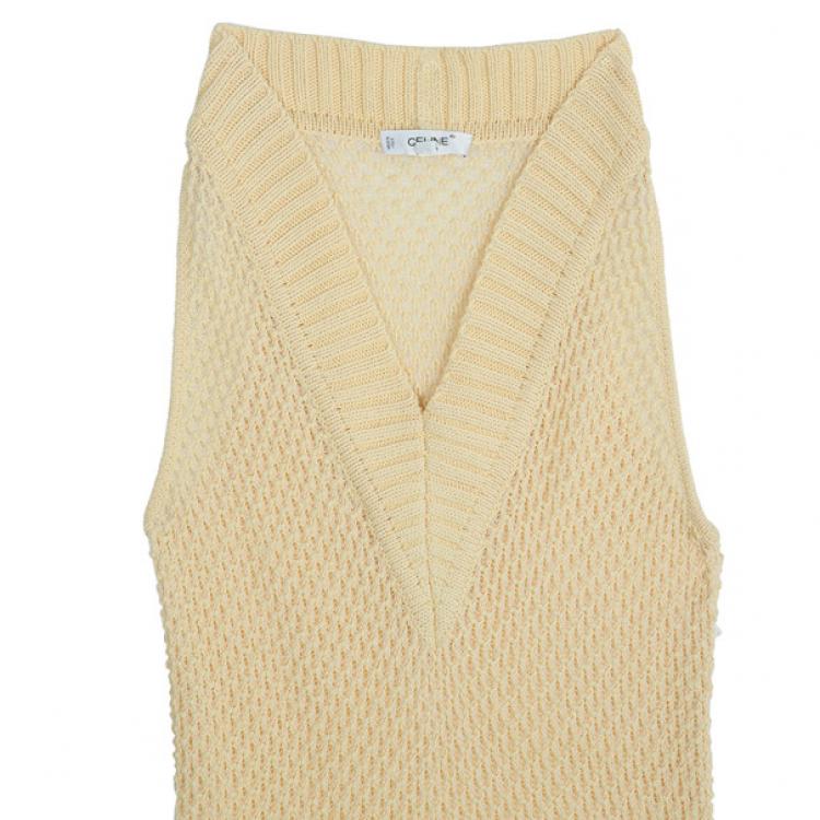 Pre Owned Celine Vintage Cable Knit Vest M