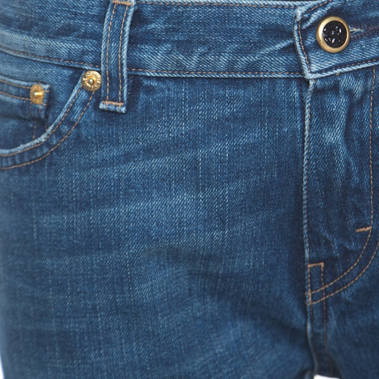 Pre Owned Celine Indigo Faded Effect Denim Straight  Jeans M