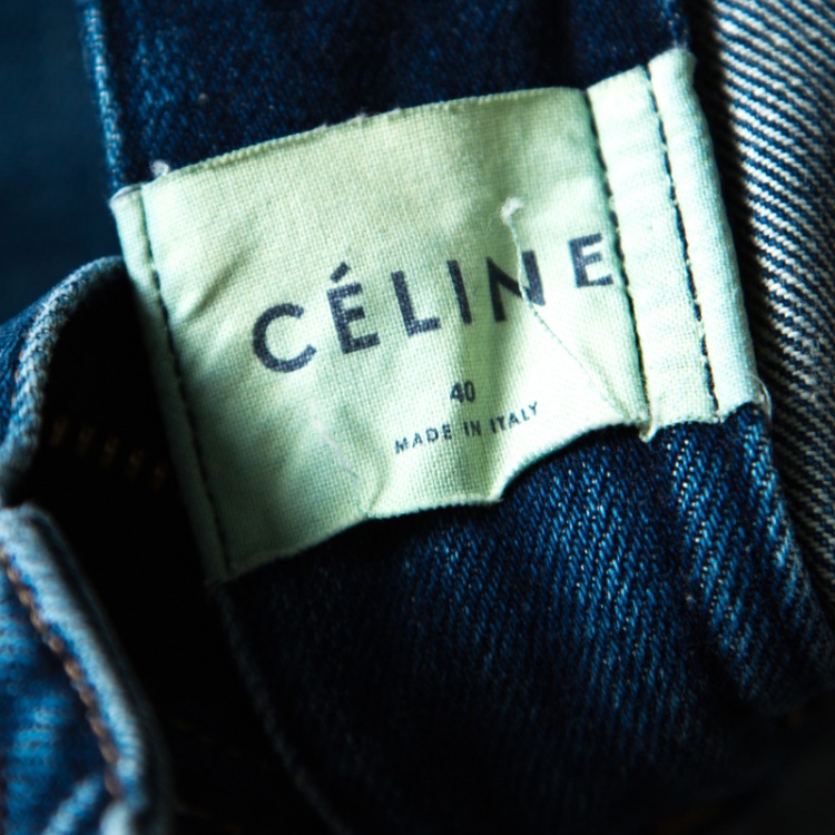 Pre Owned Celine Indigo Faded Effect Denim Straight  Jeans M