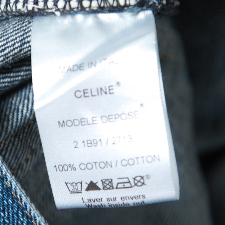 Pre Owned Celine Indigo Faded Effect Denim Straight  Jeans M