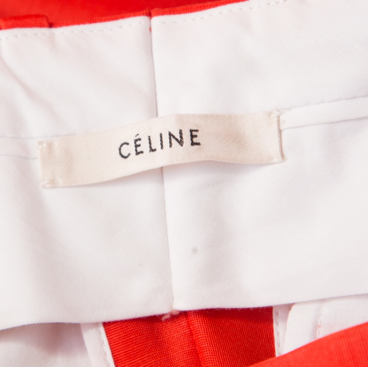مملوكة مسبقًا Celine Red Silk and Wool High Waist Tapered Trousers M